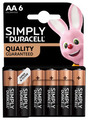 Duracell Simply AA alkaline batterier 6-pk.